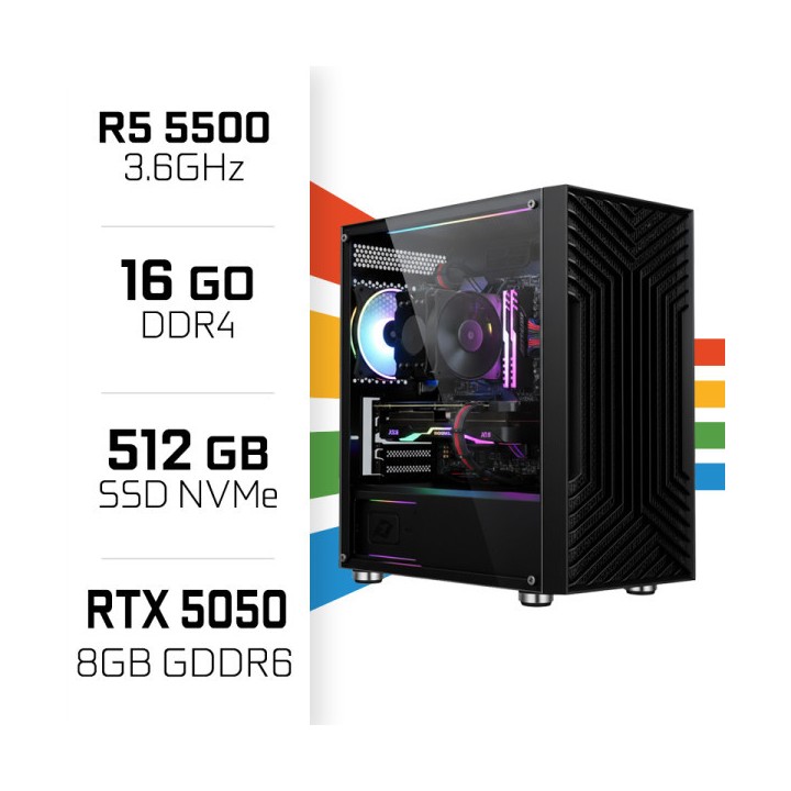 PC Gamer UltraPC Ryzen 5 5500 /16Go/512Go SSD/RTX5050 AMD Ryzen 5 U...