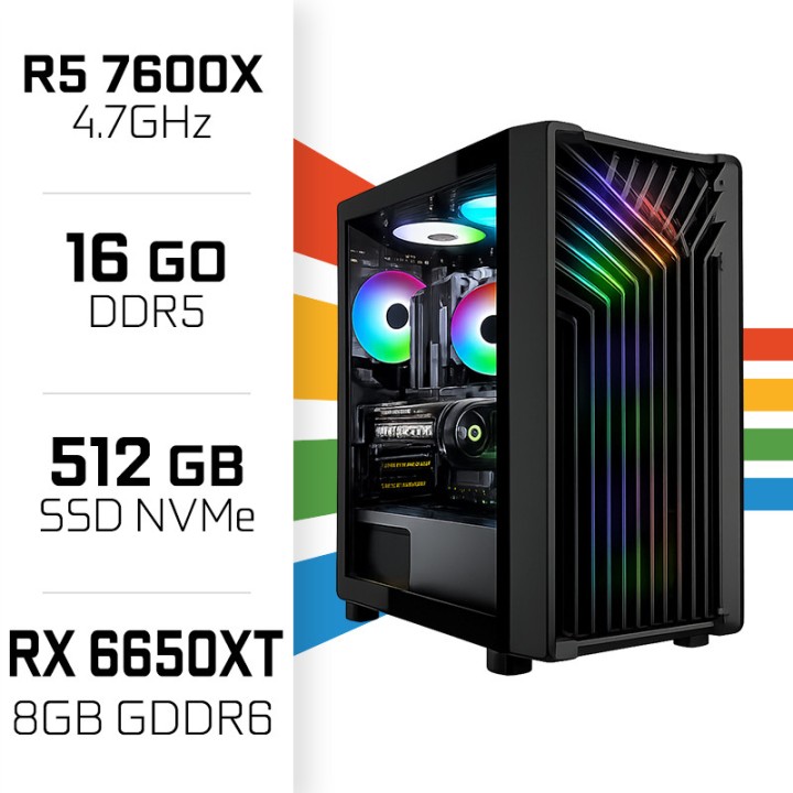 PC Gamer UltraPC Ryzen 5 7600X/16GB DDR5/512GB SSD/RX6650XT AMD Ryz...