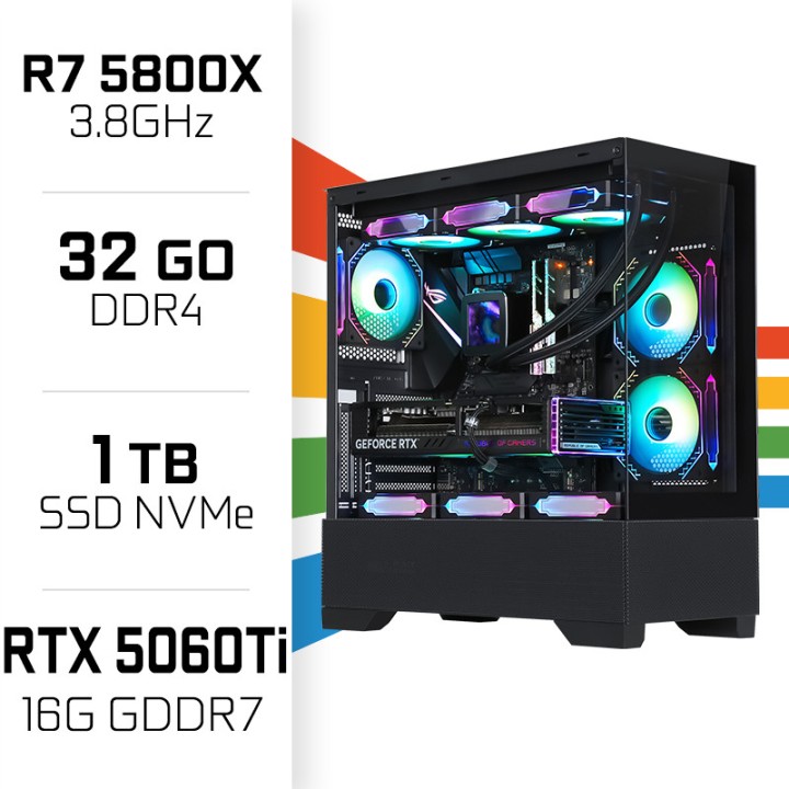 PC Gamer UltraPC Ryzen 7 5800X/1TB SSD/32GB/RTX5060 Ti 16G AMD Ryze...