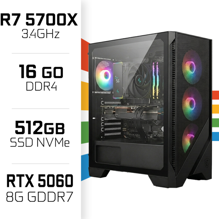 PC Gamer Ultrapc Ryzen 7 5700X/16GB/512GB SSD/RTX5060 AMD Ryzen 7 U...