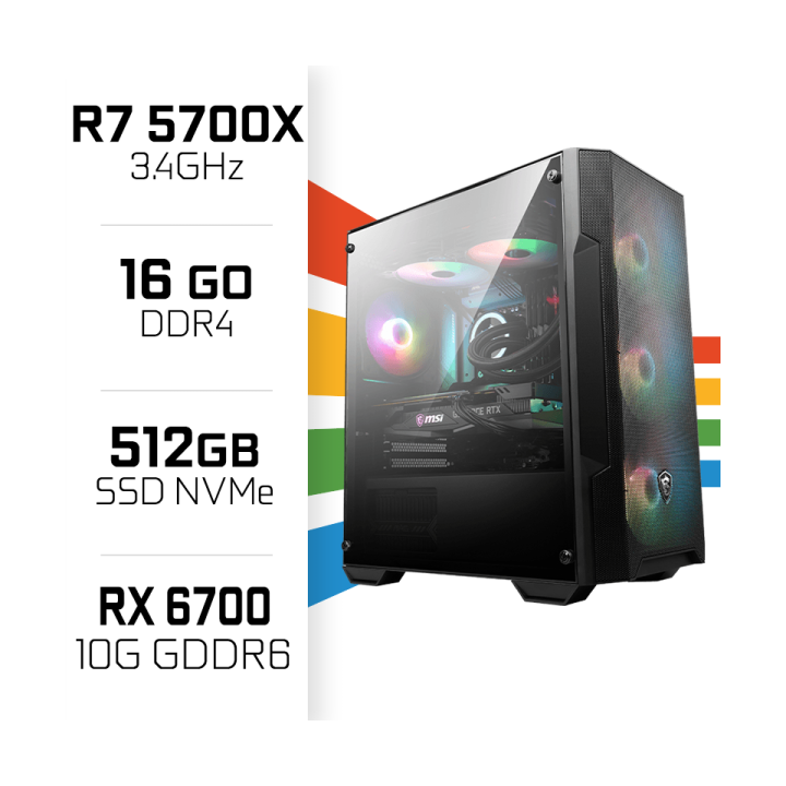 PC Gamer UltraPC Ryzen 7 5700X/16GB/512GB SSD/RX6700 AMD Ryzen 7 Ul...