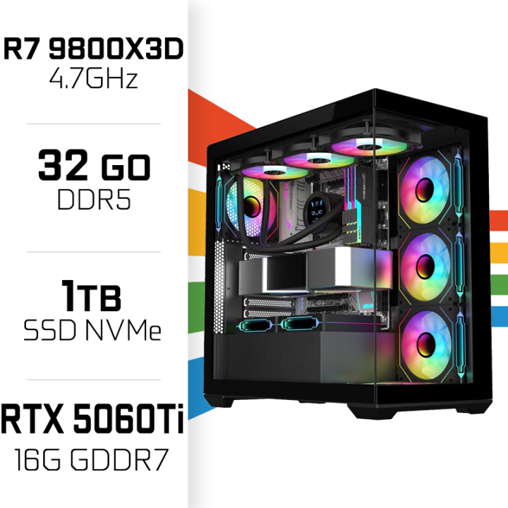 PC Gamer UltraPC Ryzen 7 9800X3D/1TB SSD/32GB DDR5/RTX5060TI 16G AM...