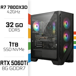 PC Gamer UltraPC Ryzen 7 7800X3D/1TB SSD/32GB DDR5/RTX 5060TI 8G AM...
