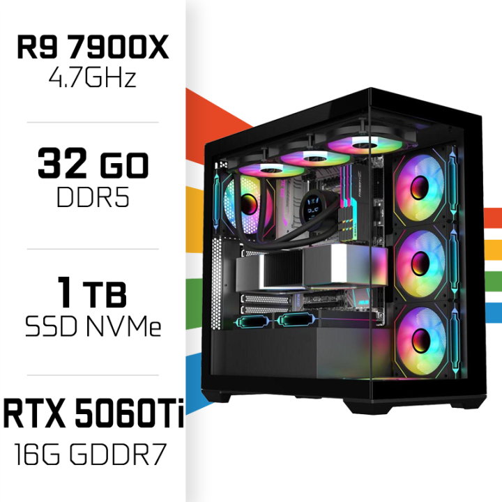 PC Gamer UltraPC Ryzen 9 7900X/1TB SSD/32GB DDR5/RTX5060Ti 16G AMD ...