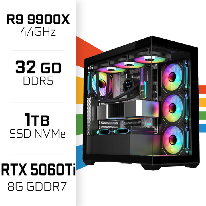 PC Gamer UltraPC Ryzen 9 9900X/1TB SSD/32GB DDR5/RTX5060TI 8G AMD R...