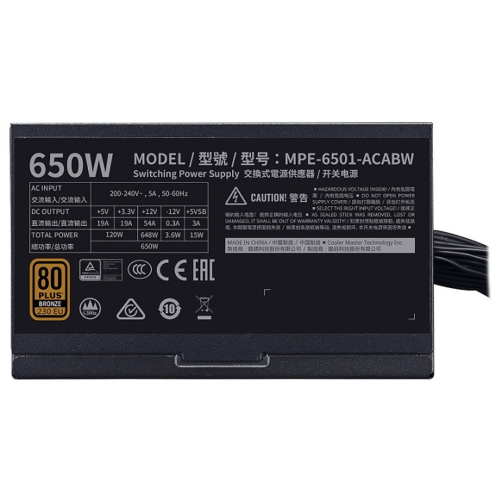 Cooler Master MWE 80PLUS Bronze 650W V2 Alimentations PC Cooler Mas...