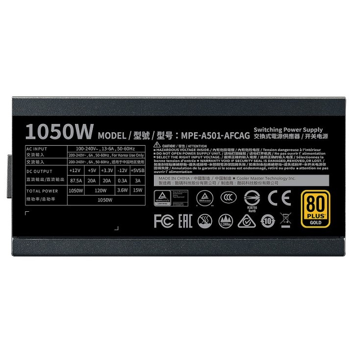 Cooler Master MWE Gold 1050 Full Modular V2 80PLUS GOLD 1050W Alime...