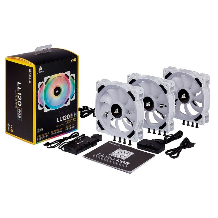 Corsair LL Series LL120 RGB Triple Pack Blanc Ventilateurs boîtier ...