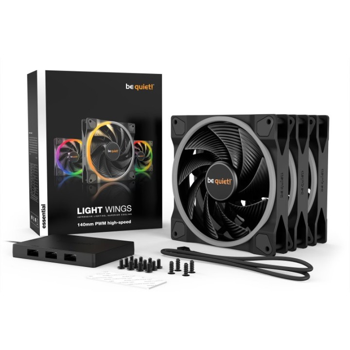 be quiet! Light Wings 140 mm PWM High Speed ARGB Triple Pack Ventil...