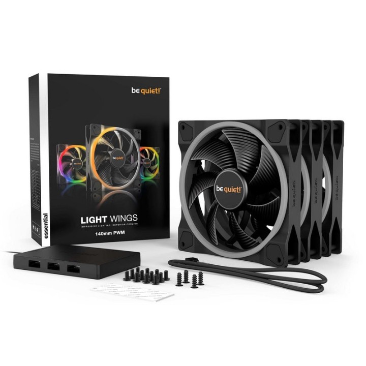 be quiet! Light Wings 140 mm PWM ARGB Triple Pack Ventilateurs boît...