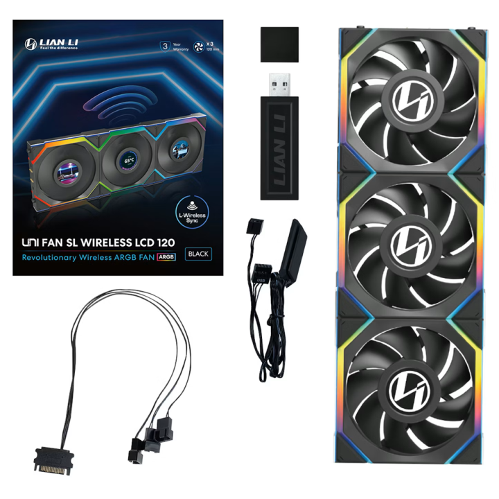 Lian Li UNI Fan SL Wireless LCD Reverse 120 Black (Triple Pack) Ven...