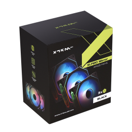 XTRMLAB XLF120 Mirror Triple Pack + Hub (Black) Ventilateurs boîtie...