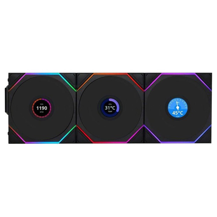 Lian Li UNI Fan TL-LCD Wireless Reverse 120 Black (Triple Pack) Ven...