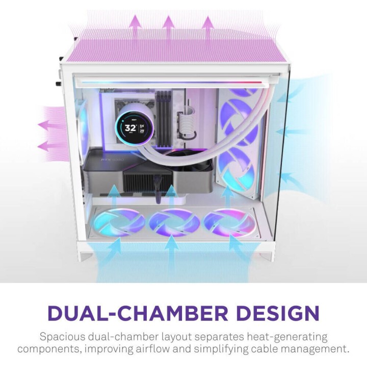 NZXT H9 Flow RGB+ (2025) White Boitiers PC NZXT Maroc