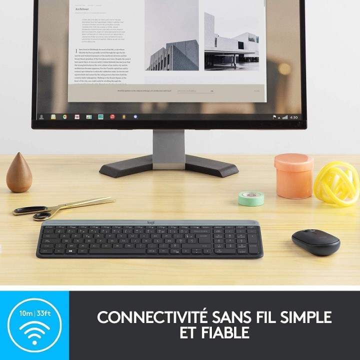 Logitech Desktop MK470 Sans-fil (AZERTY) Kits claviers/souris Logit...