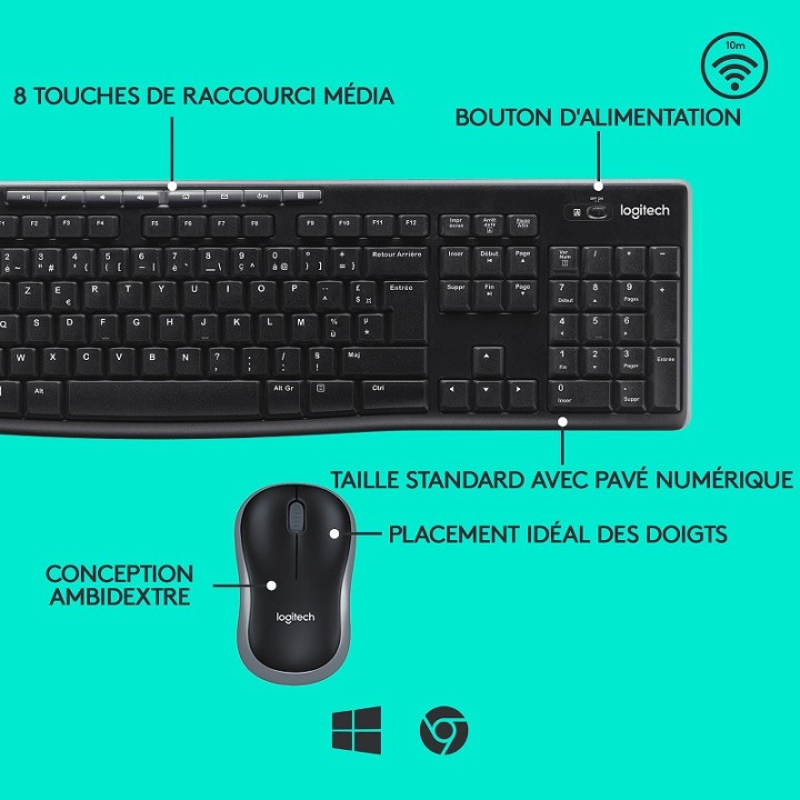 Logitech Desktop MK270 Sans-fil (Qwerty) Kits claviers/souris Logit...