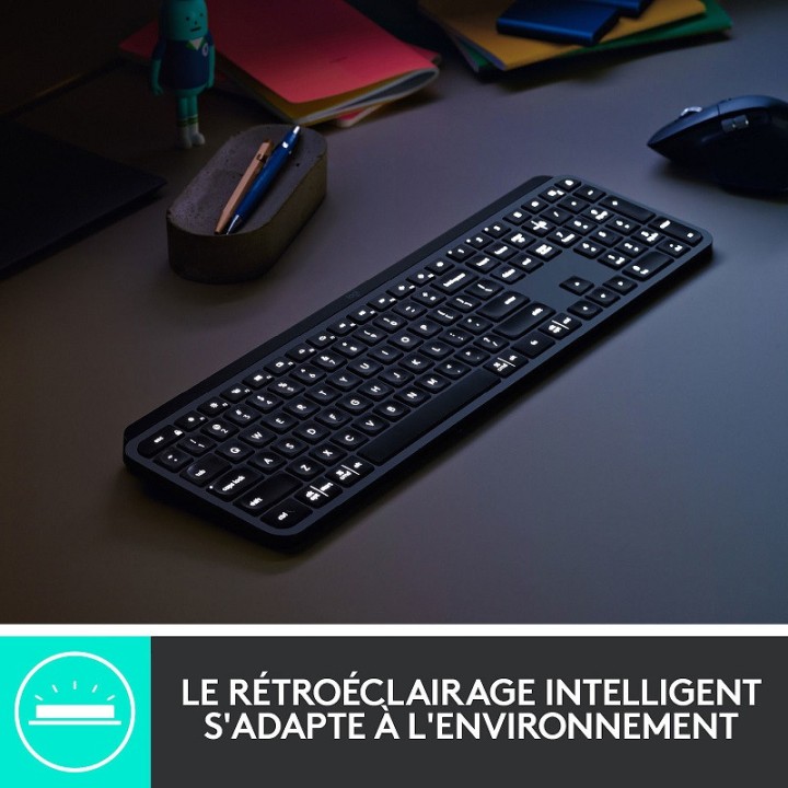 Logitech MX Keys Plus (Graphite) Claviers Logitech Maroc