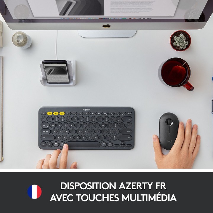 Logitech Multi-Device Keyboard K380 (Gris) Claviers Logitech Maroc
