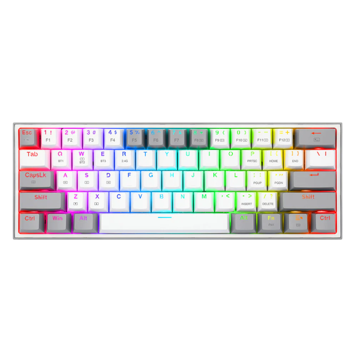 Redragon K616 Fizz PRO 60% Wireless RGB Red Switches (White/Gray) C...