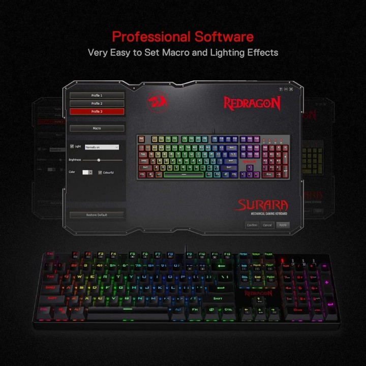 Redragon K582 SURARA RGB (Red Switches) Claviers Redragon Maroc