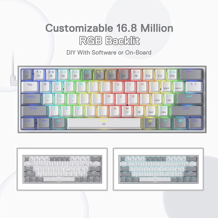 Redragon K617 Fizz 60% RGB Red Switches (White/Gray) Claviers Redra...