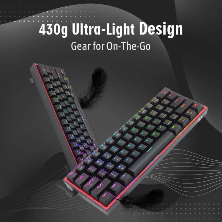 Redragon K616 Fizz PRO 60% Wireless RGB Red Switches (Black) Clavie...