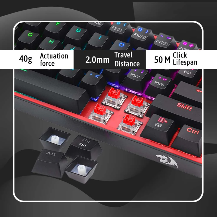 Redragon K616 Fizz PRO 60% Wireless RGB Red Switches (Black) Clavie...