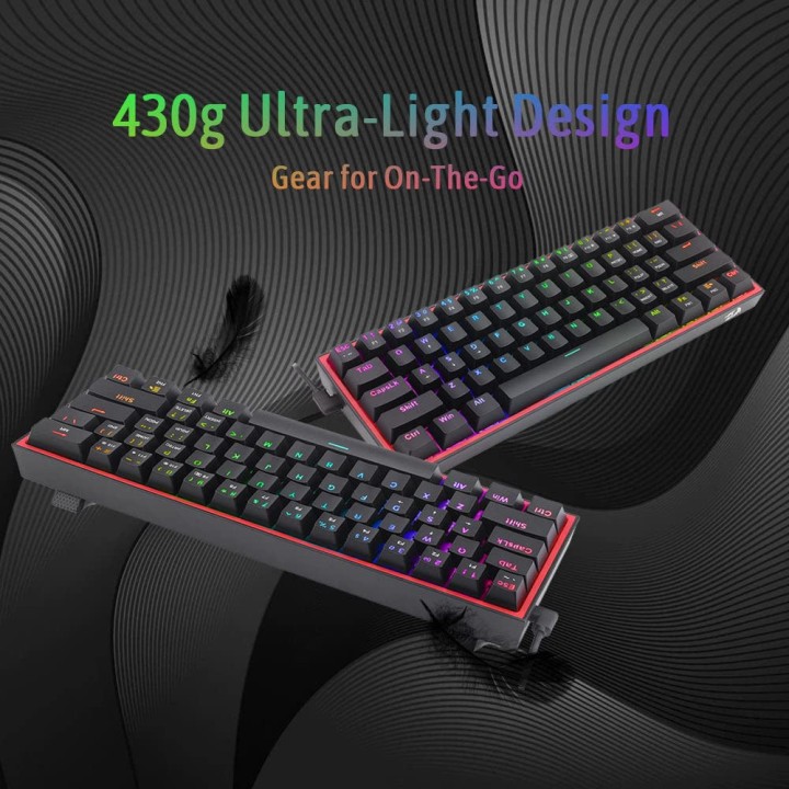 Redragon K617 Fizz 60% RGB Red Switches (Black) Claviers Redragon M...