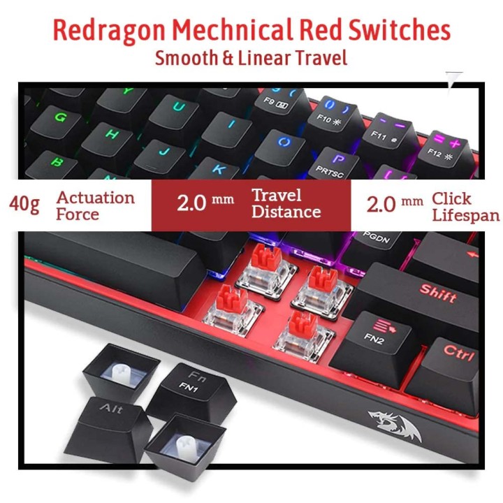 Redragon K617 Fizz 60% RGB Red Switches (Black) Claviers Redragon M...