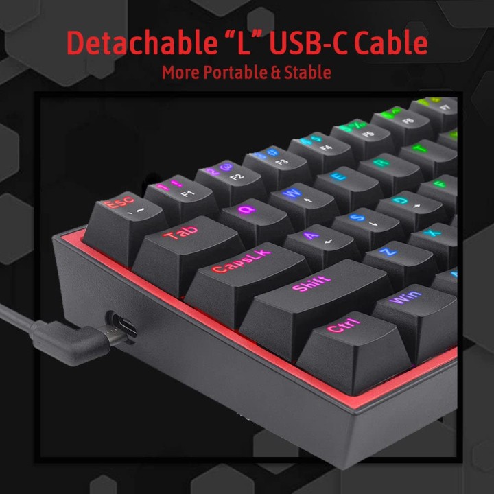 Redragon K617 Fizz 60% RGB Red Switches (Black) Claviers Redragon M...
