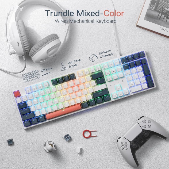 Redragon TRUNDLE K668 Wired RGB (Red Switches) Claviers Redragon Maroc