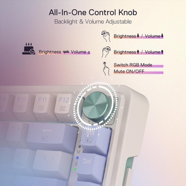 Redragon K673 PRO 75% Wireless RGB Red Switches (Vintage Blue) Clav...