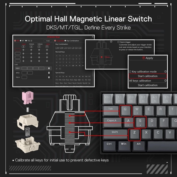 Redragon K617 FIZZ 60% Rapid Trigger Wired Magnetic Switch Claviers...