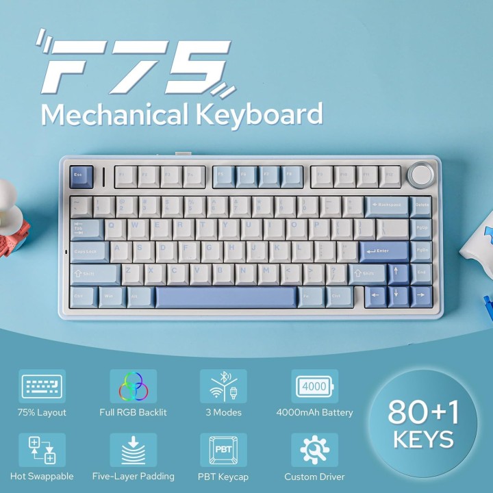 EPOMAKER x AULA F75 (Light Blue) Claviers EPOMAKER Maroc