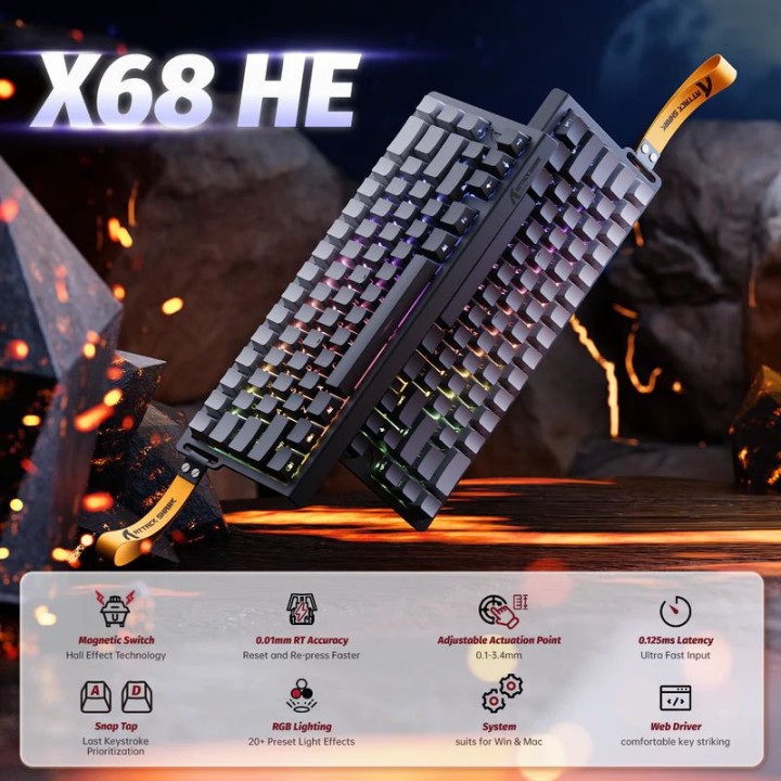 ATTACK SHARK X68 HE Moonlit Night (Magnetic Switch) Claviers ATTACK...