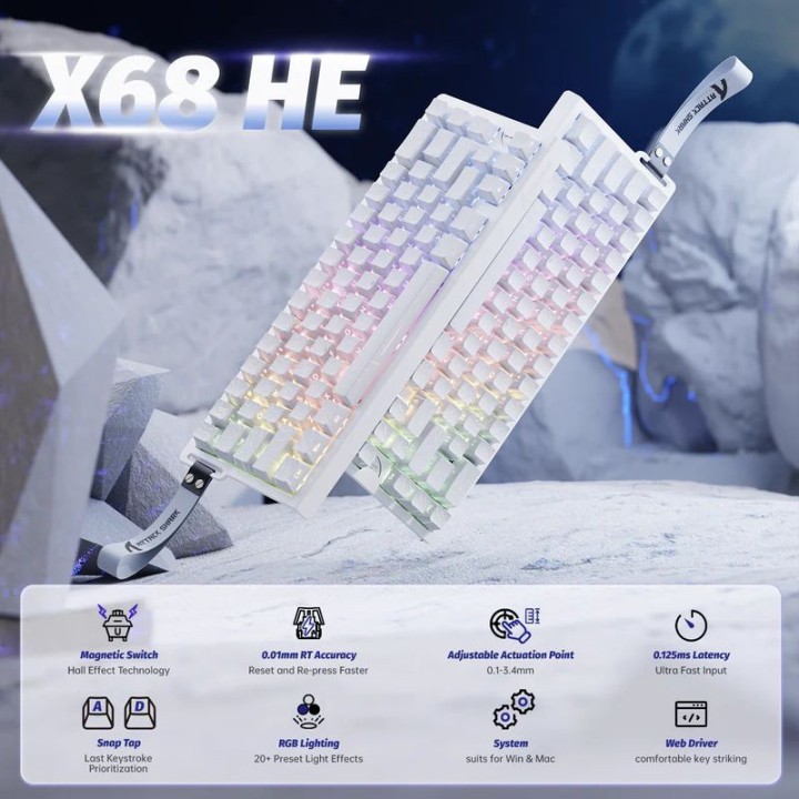ATTACK SHARK X68 HE White Contours (Magnetic Switch) Claviers ATTAC...