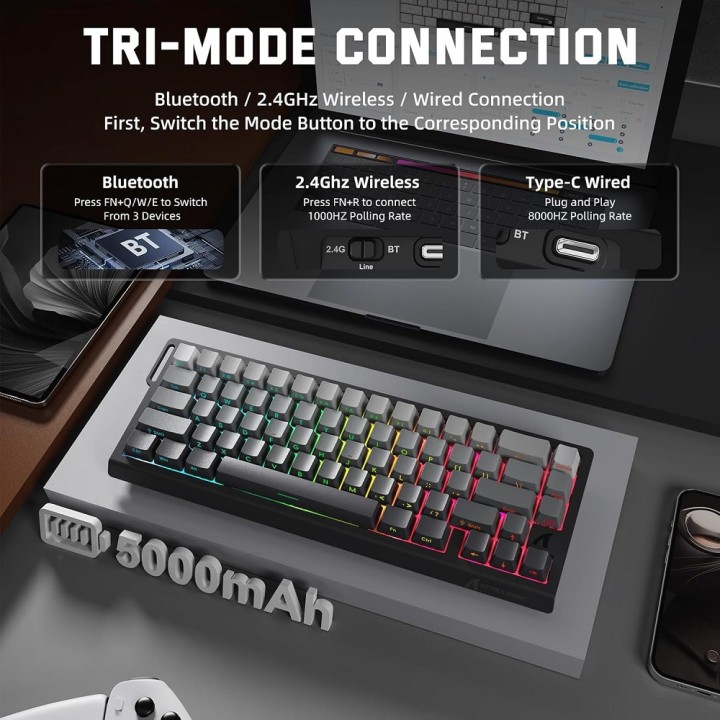 ATTACK SHARK X68 PRO HE Wireless Magnetic Switch (Moonlit Night) Cl...