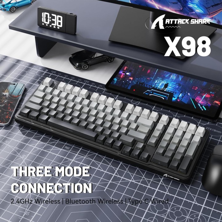 ATTACK SHARK X98 Moonlit Night (Strawberry Switch) Claviers ATTACK ...