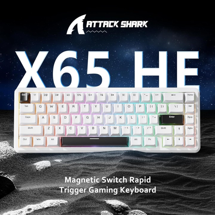 ATTACK SHARK X65 HE Rapid Trigger White (Magnetic Switch) Claviers ...
