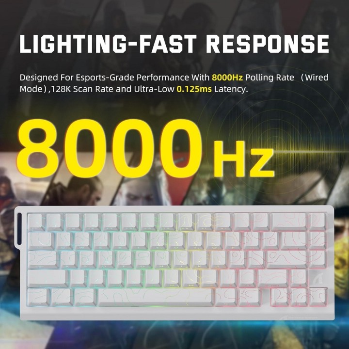 ATTACK SHARK X68 PRO HE Wireless Magnetic Switch (White Contours) C...