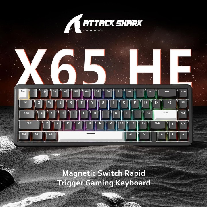 ATTACK SHARK X65 HE Rapid Trigger Black (Magnetic Switch) Claviers ...