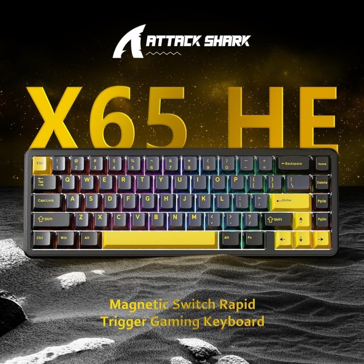 ATTACK SHARK X65 HE Rapid Trigger Starry Black (Magnetic Switch) Cl...