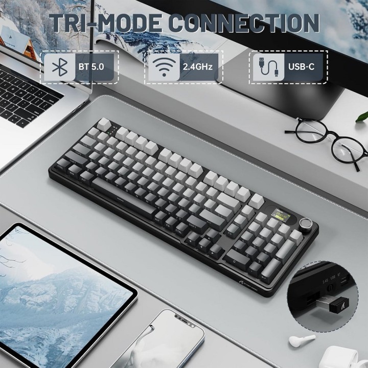 ATTACK SHARK X98 PRO Wireless Blueberry Switch (Moonlit Night) Clav...