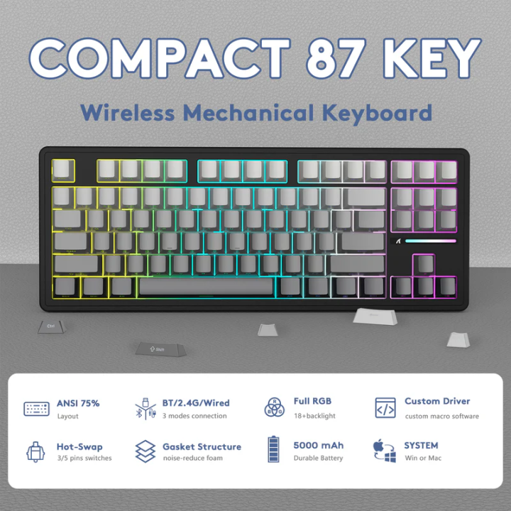 ATTACK SHARK M87 Pro V2 Moonlit Night (White Jade Switch) Claviers ...