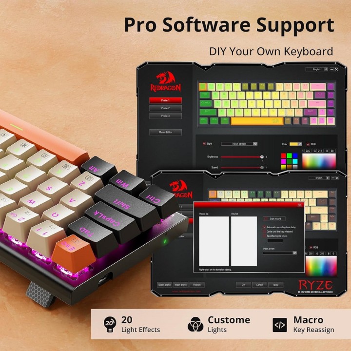 Redragon K633 60% Wired Mechanical Keyboard Claviers Redragon Maroc