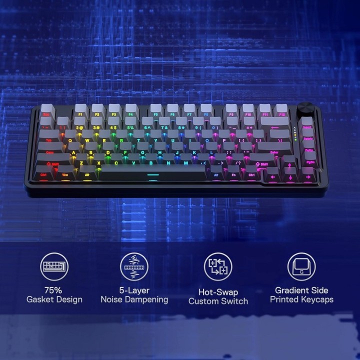Redragon K673 PRO 75% Wireless RGB (Concrete Jungle) Claviers Redra...