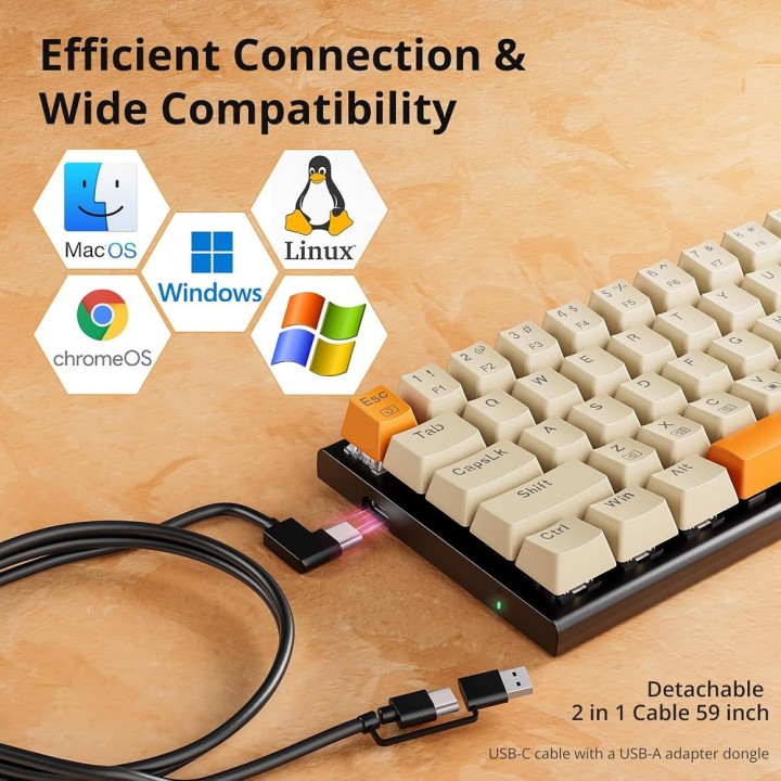 Redragon K633 60% Wired Mechanical Keyboard Claviers Redragon Maroc