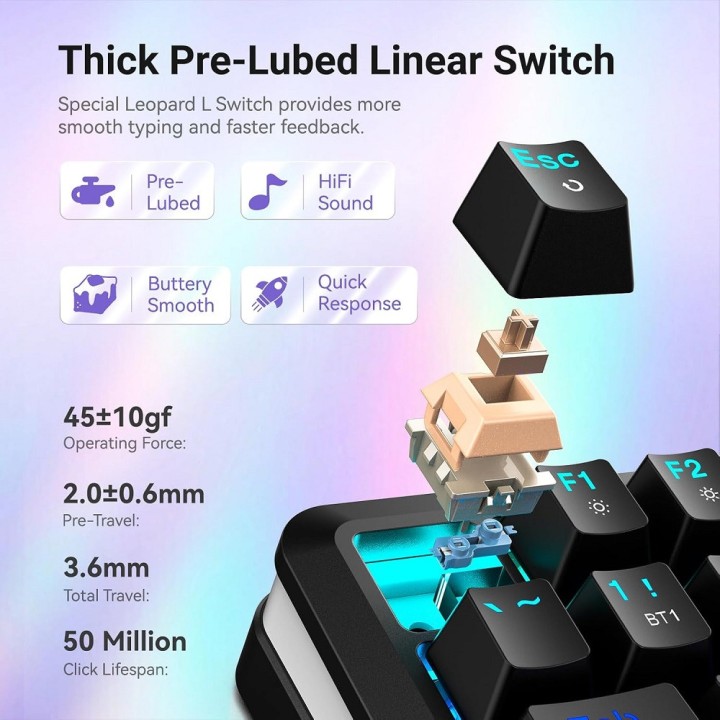 Redragon K708 Pro LCD Wireless Mechanical Keyboard (Black) Claviers...