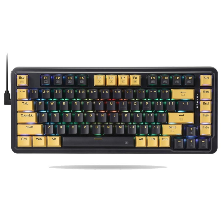Redragon K649 78% Wired Mechanical Keyboard (Black/Yellow) Claviers...
