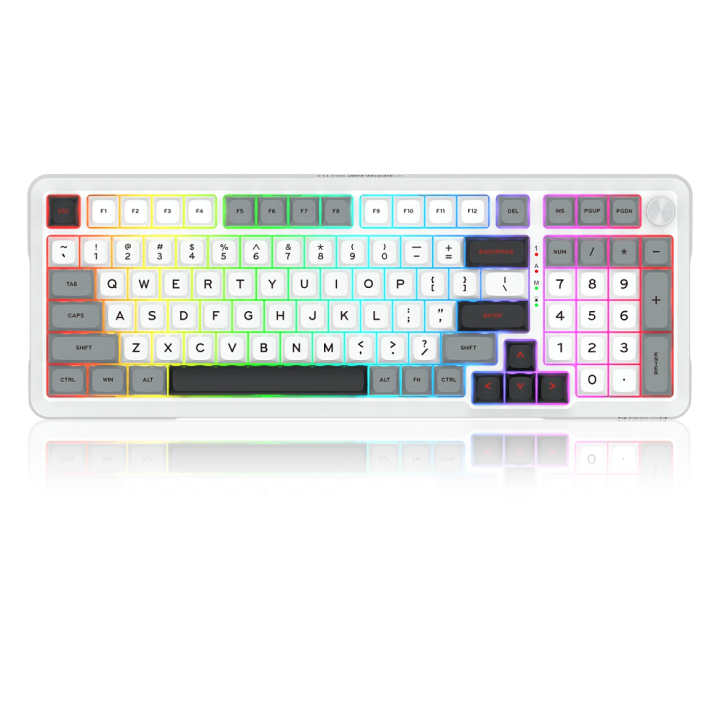 Redragon K688 Pro Wireless Mechanical Keyboard (White/Gray/Black) C...
